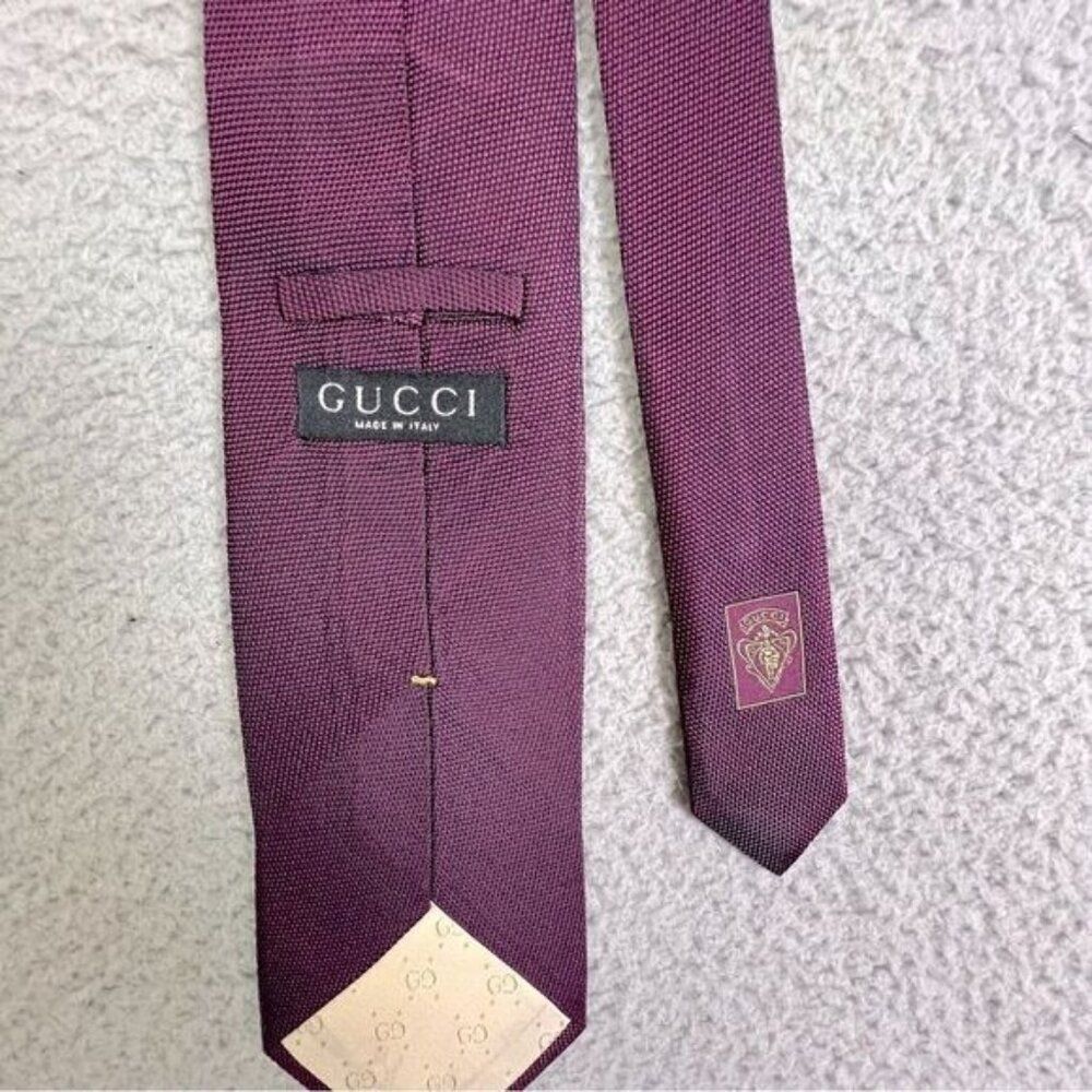 GUCCI MENS SILK TIE WINE COLOR - Picture 3 of 7